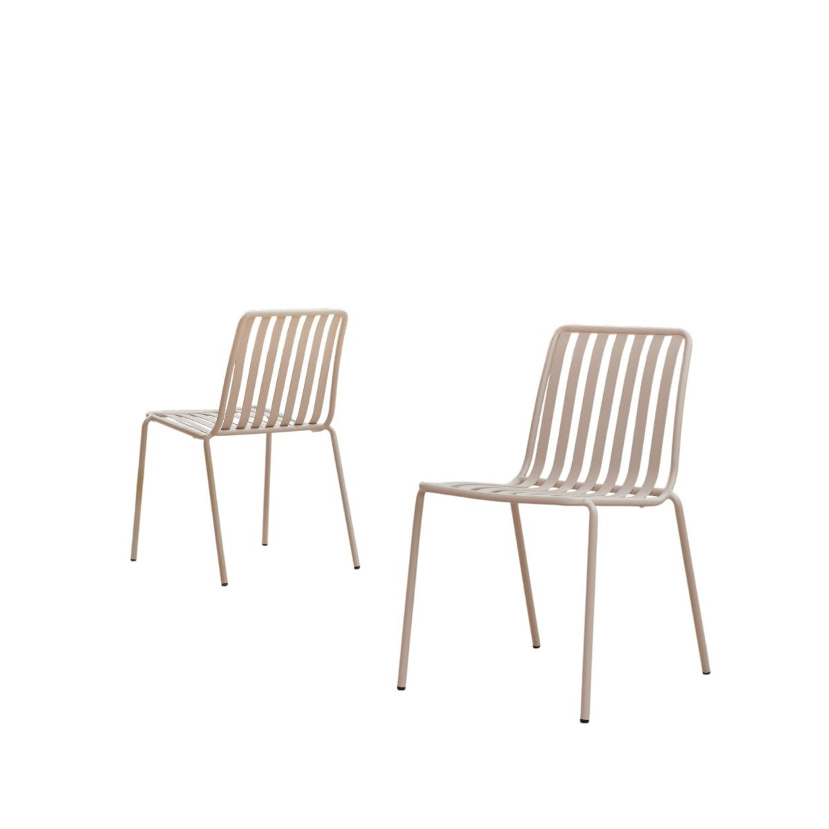 Tikamoon Gartenstuhl Gartenstuhl Gaby aus cremefarben beschichtetem Metall