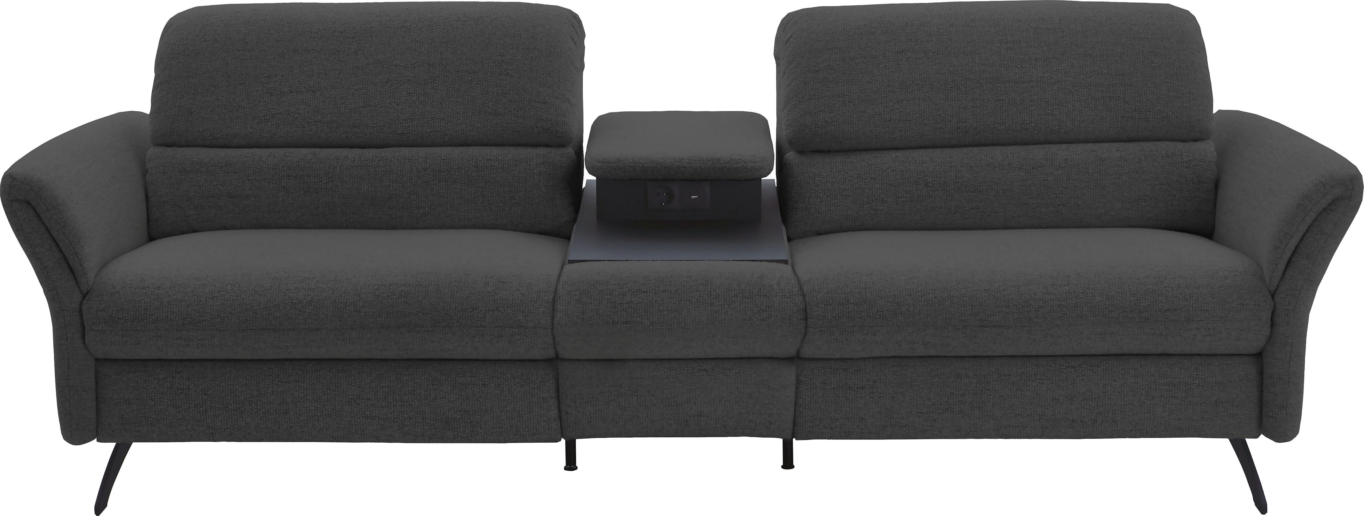 Home affaire 3-Sitzer Bellaria, inklusive 2x Relaxfunktion motorisch mit Herz-Waage-Beschlag, Zwischenelement mit Tisch, Steckdose & USB-Ladestation