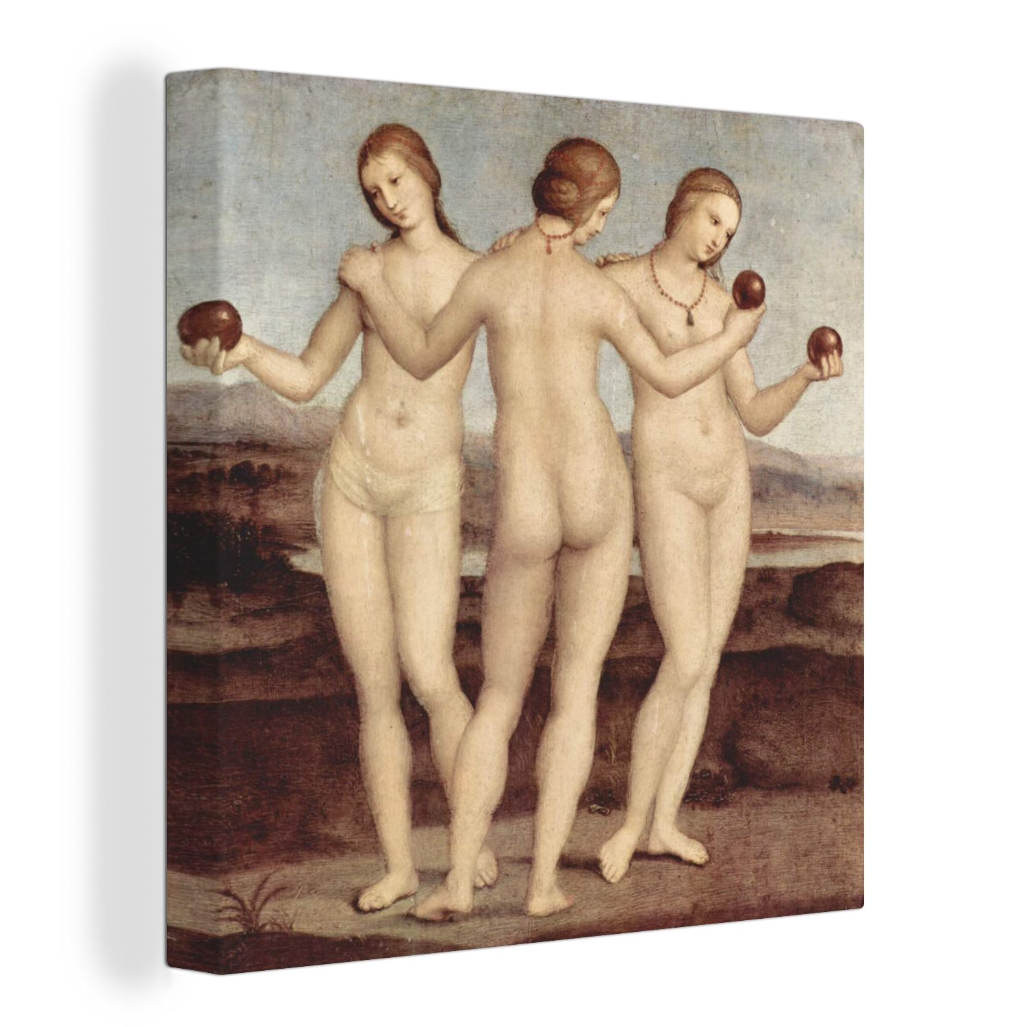 OneMillionCanvasses® Leinwandbild Die drei Grazien - Gemälde von Raffael, (1 St), Leinwand Bilder für Wohnzimmer Schlafzimmer