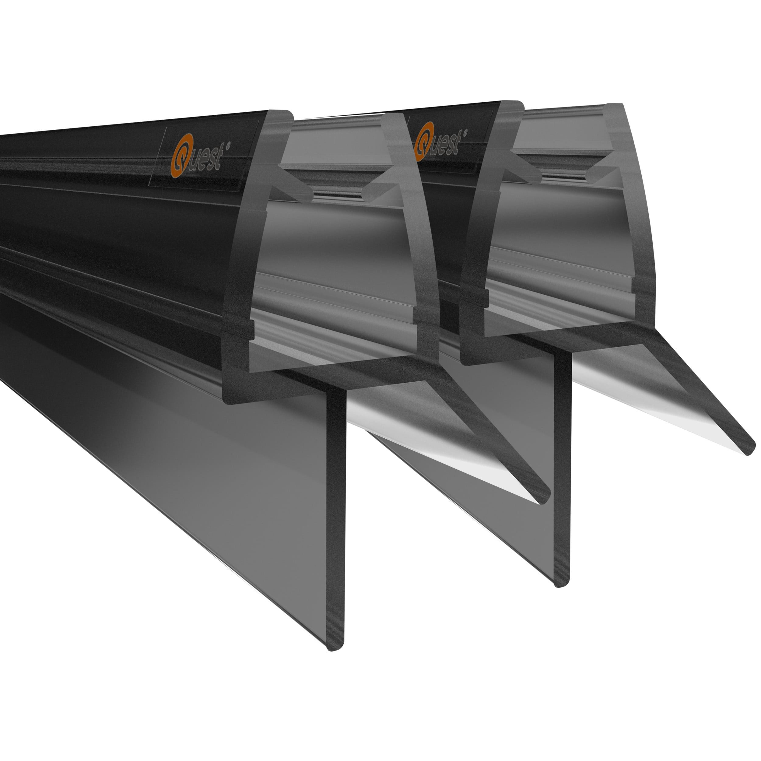 Quest Duschdichtung Duschtürdichtung unten, 100 cm, 2 Stück, L: 100,00 cm, (Packung, 2-St), für 6-8 mm Glas, 100 cm, schwarz getönt