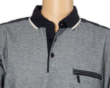 Hajo Sweatshirt Piqué Herren Sweatshirt „Stay Fresh“ im Polostyle Brusttasche mit Reißverschluss, Knopfleiste, Polokragen
