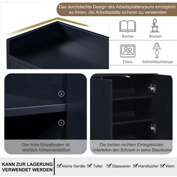 Merax Sideboard mit verstellbaren Einlegeböden und goldenen Metallrahmen, Kommode mit Push-to-Open Funktion, Anrichte, Buffet, Breite: 120cm