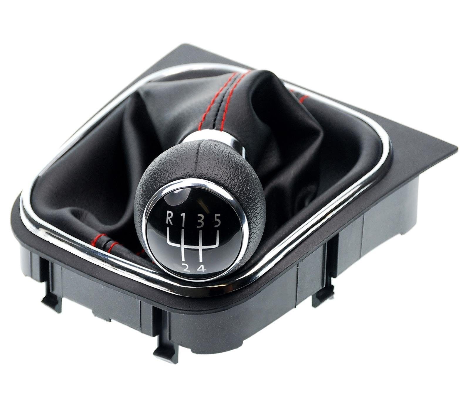 L & P Car Design Schalthebel Schaltsack Schaltknauf Auto für VW EOS Jetta Golf 5 + 6 Scirocco (Set, 1 St., Schaltknauf + Schaltsack + Rahmen), Plug&Play Montage