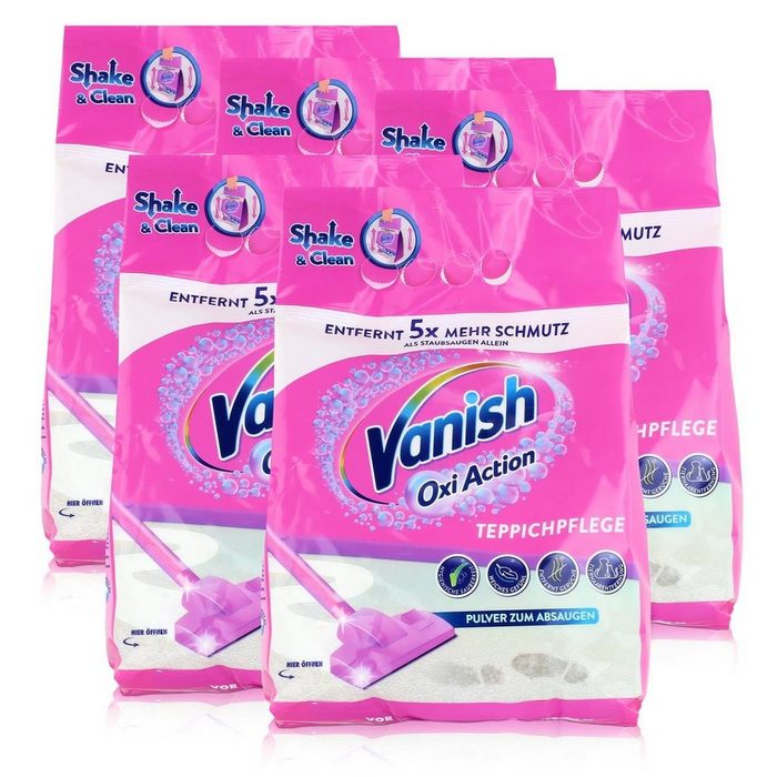 VANISH Vanish Oxi Action Teppichpflege 820g Pulver zum Absaugen (5er Pack) Teppichreiniger