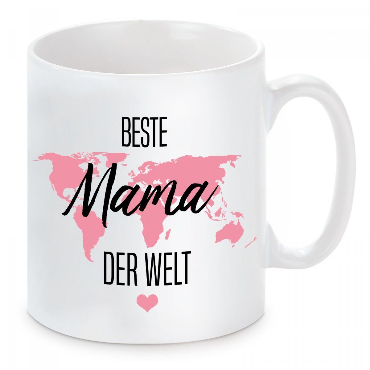 Herzbotschaft Tasse Kaffeebecher mit Motiv Beste Mama der Welt, Keramik, Kaffeetasse spülmaschinenfest und mikrowellengeeignet