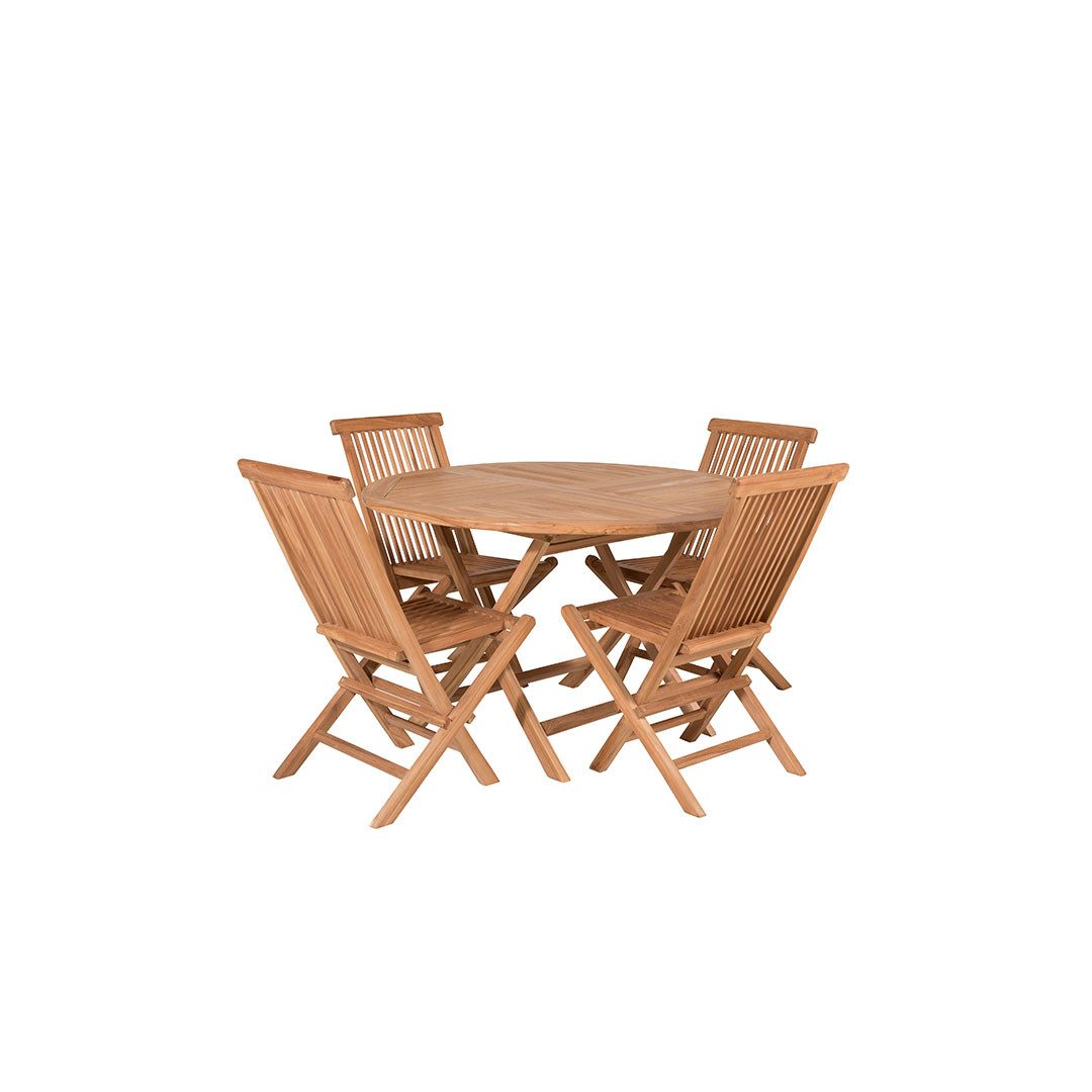 ebuy24 Garten-Essgruppe Kenya Gartenset Tisch Ø120cm natur, 4 Stühle natur