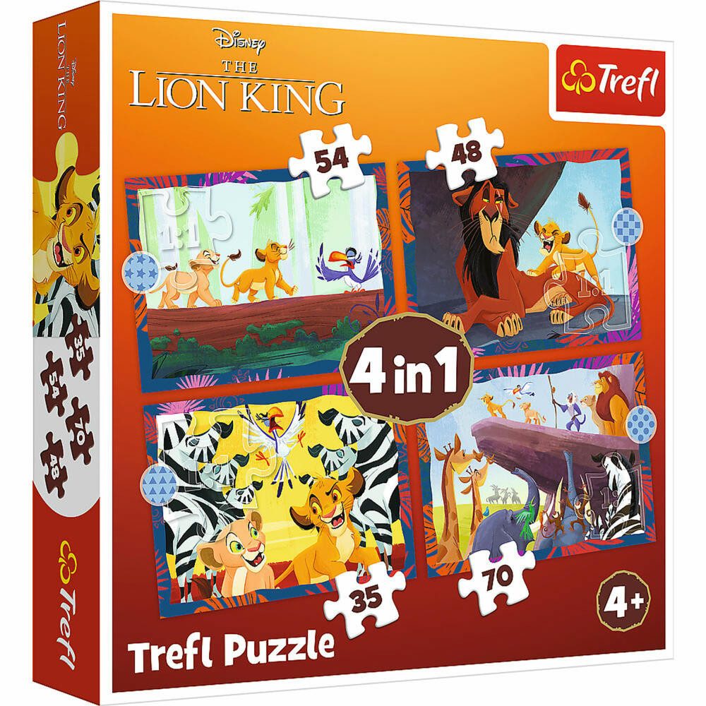 Trefl Puzzle 4 in 1 König der Löwen, 35 + 48 + 54 + 70 Teile, Puzzleteile