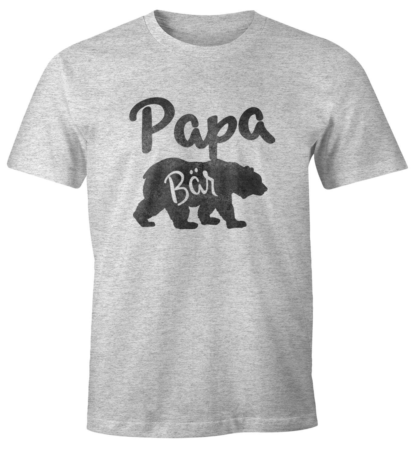 MoonWorks Print-Shirt Papa Bär Familie Shirt mit Herren Print T-Shirt Watercolor Bären grau Papa Moonworks®