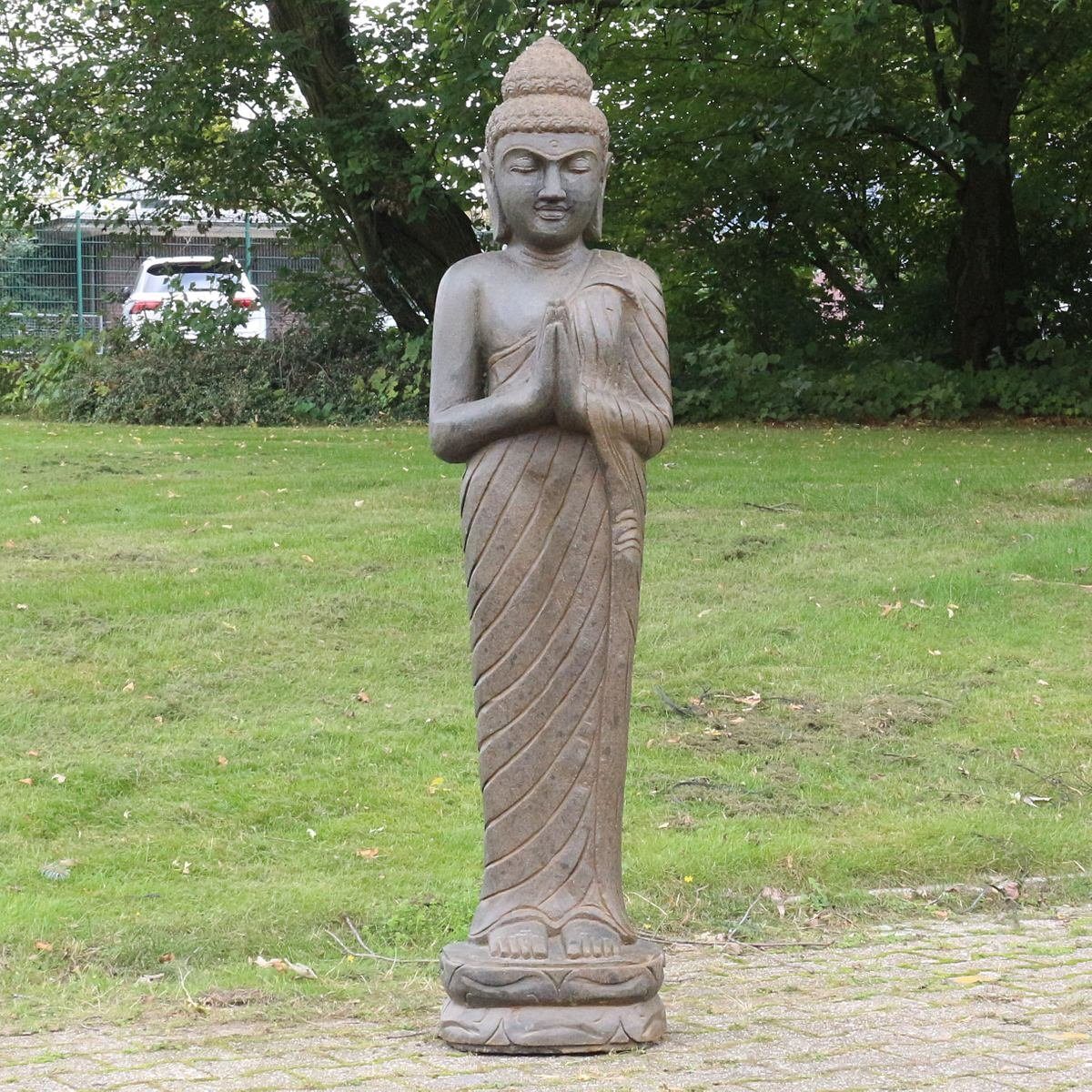 Oriental Galerie Dekofigur Buddha Figur stehend Greenstone Antik Greetings 150 cm (1 St), traditionelle Herstellung in Handarbeit im Ursprungsland
