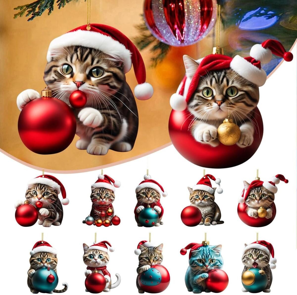 FELIXLEO Dekohänger 10 Stück Weihnachtsbaum Katzen günstig online kaufen