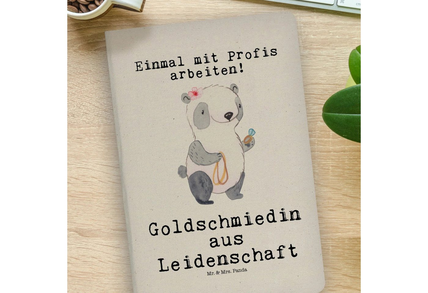 Thumbnail - Mr. & Mrs. Panda Notizbuch Goldschmiedin Leidenschaft - Transparent - Geschenk, DIN A4 Notizbuch Mr. & Mrs. Panda, Premi...