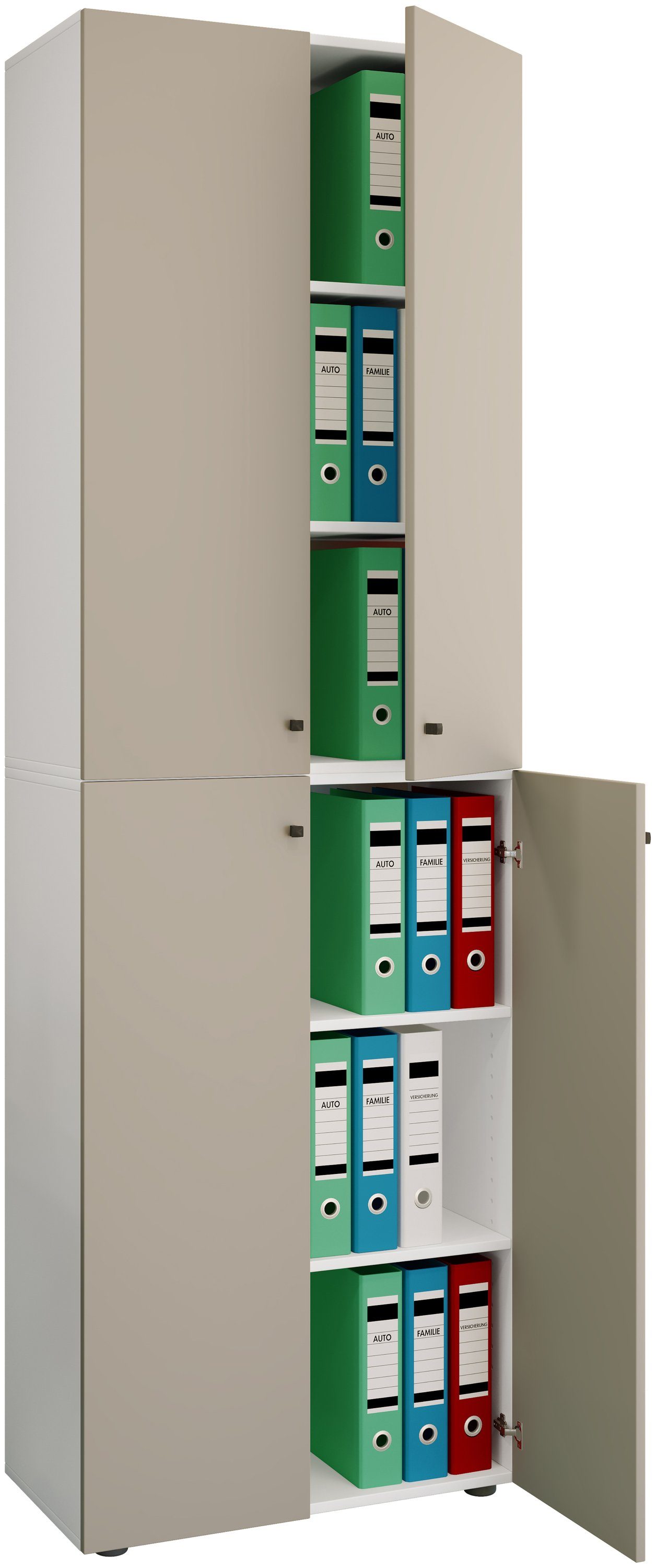VCM Aktenschrank Büroschrank Ulas mit Drehtüren H. 220 x B. 70 x T. mit 6 Fächern, Büromöbel