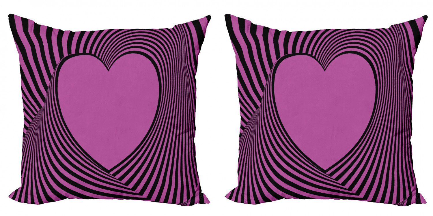 Herz-Form-Linien Doppelseitiger Digitaldruck, Stück), Accent Abakuhaus Modern Kissenbezüge (2 Zebra rosa