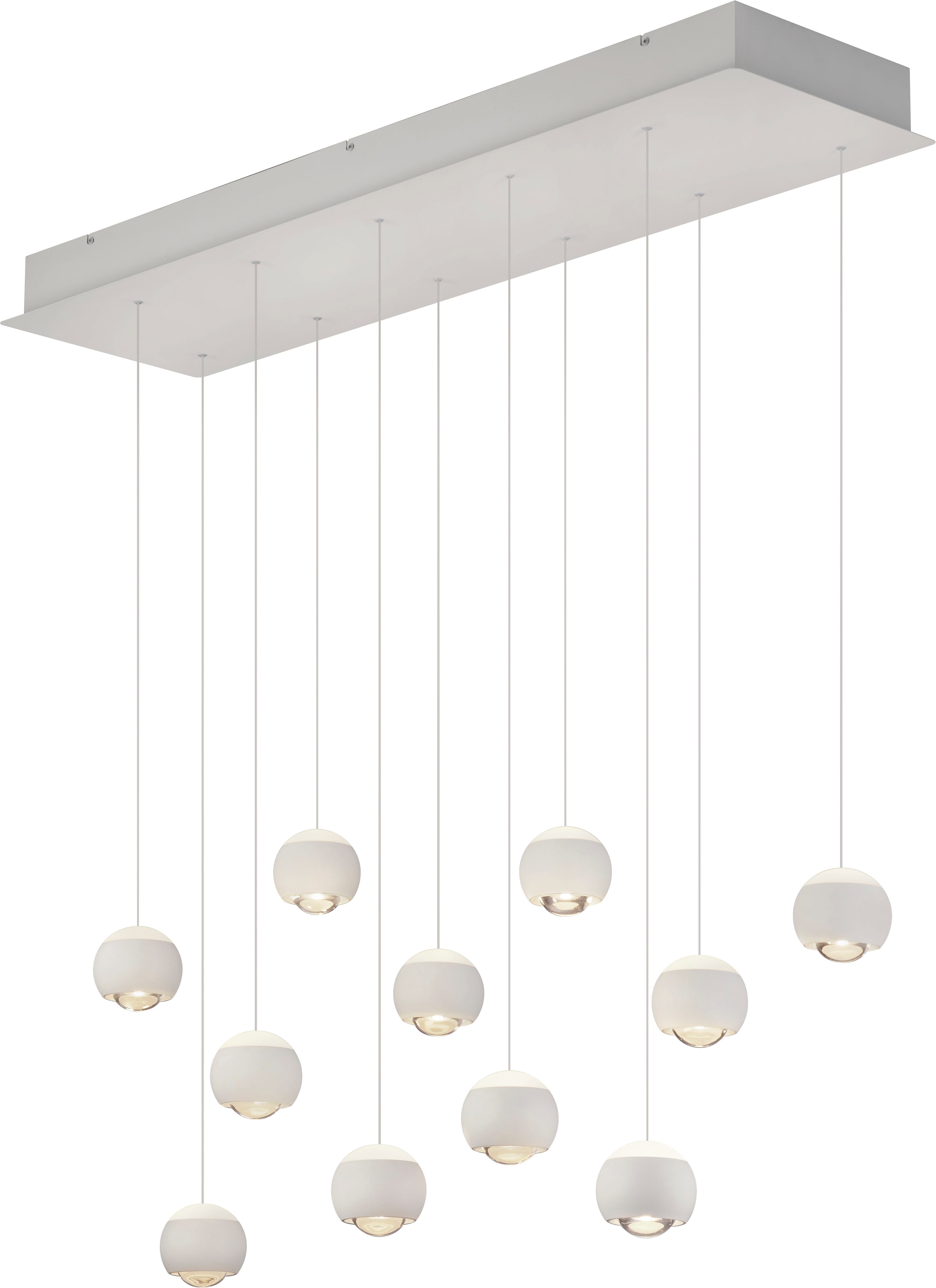 Musterring LED Pendelleuchte CANNON, 11-flammige LED Hängelampe 5W 500Lumen 2300-4000K CCT, CCT - über Fernbedienung, Dimmfunktion, Memoryfunktion, Nachtlichtfunktion, LED fest integriert, Farbwechsler, warmweiß - kaltweiß, mit Fernbedienung, stufenlos höhenverstellbar max 195cm dimmbar Memory