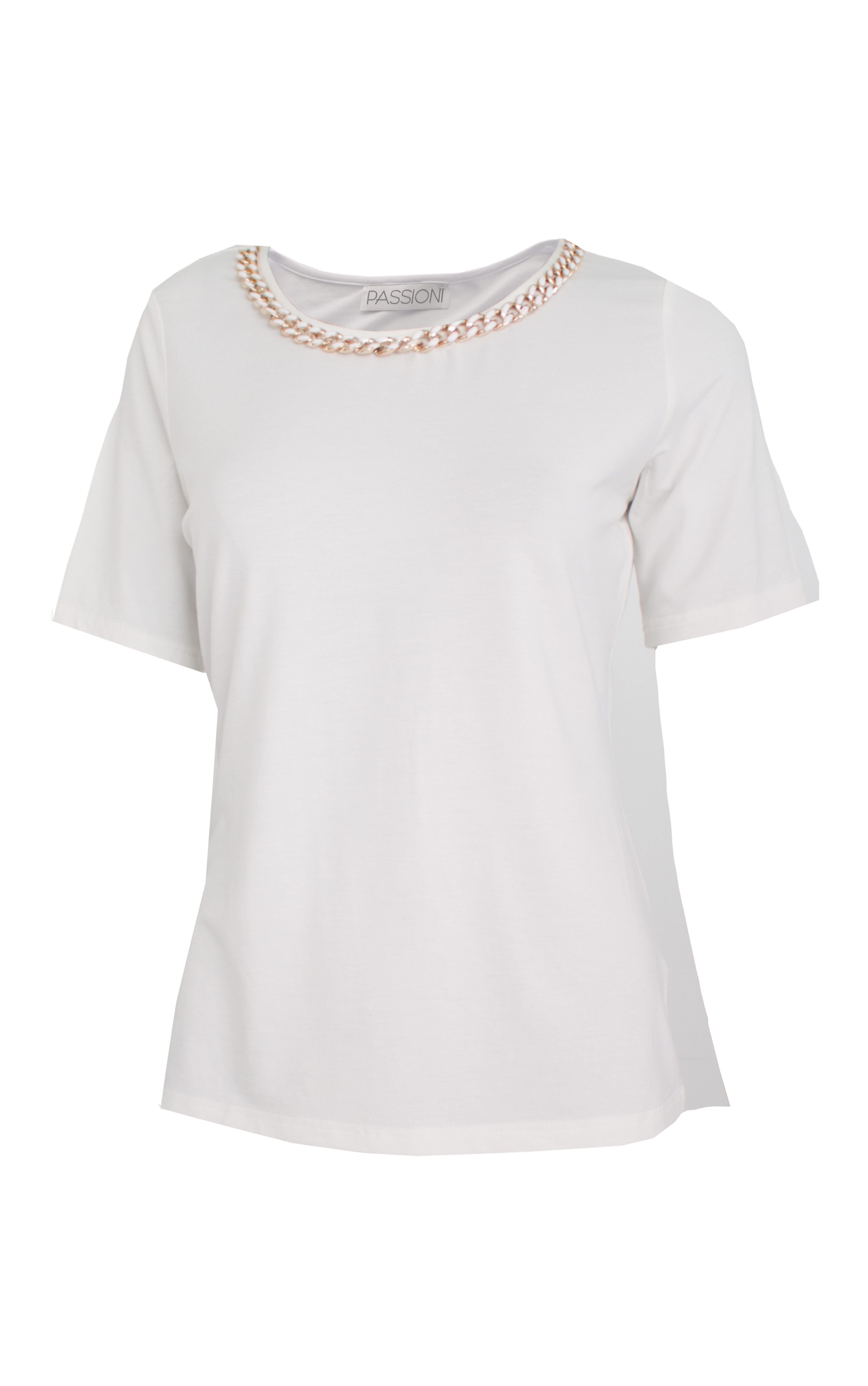 T-Shirt Kurzarm-Shirt mit Goldkettendetail