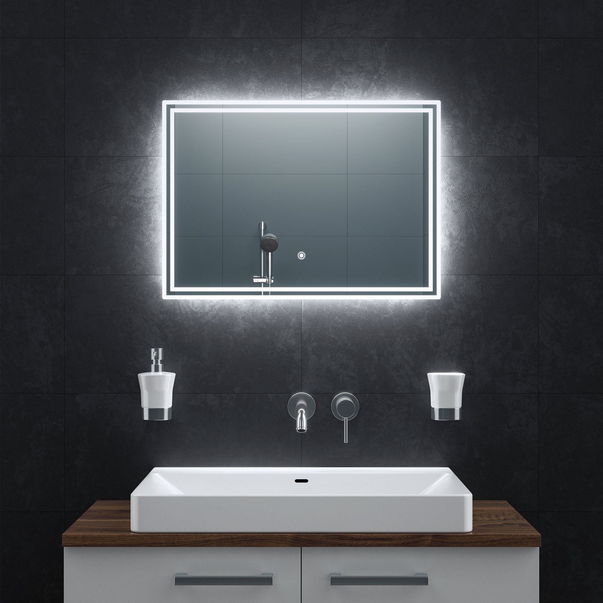 BRS107, Badezimmerspiegel Badspiegel Anti-Beschlag mit Speicherfunktion und Bringer