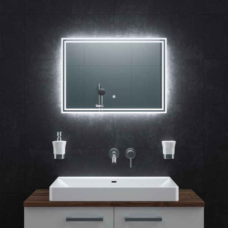 Bringer Badspiegel BRS107, Badezimmerspiegel mit Anti-Beschlag und Speicherfunktion