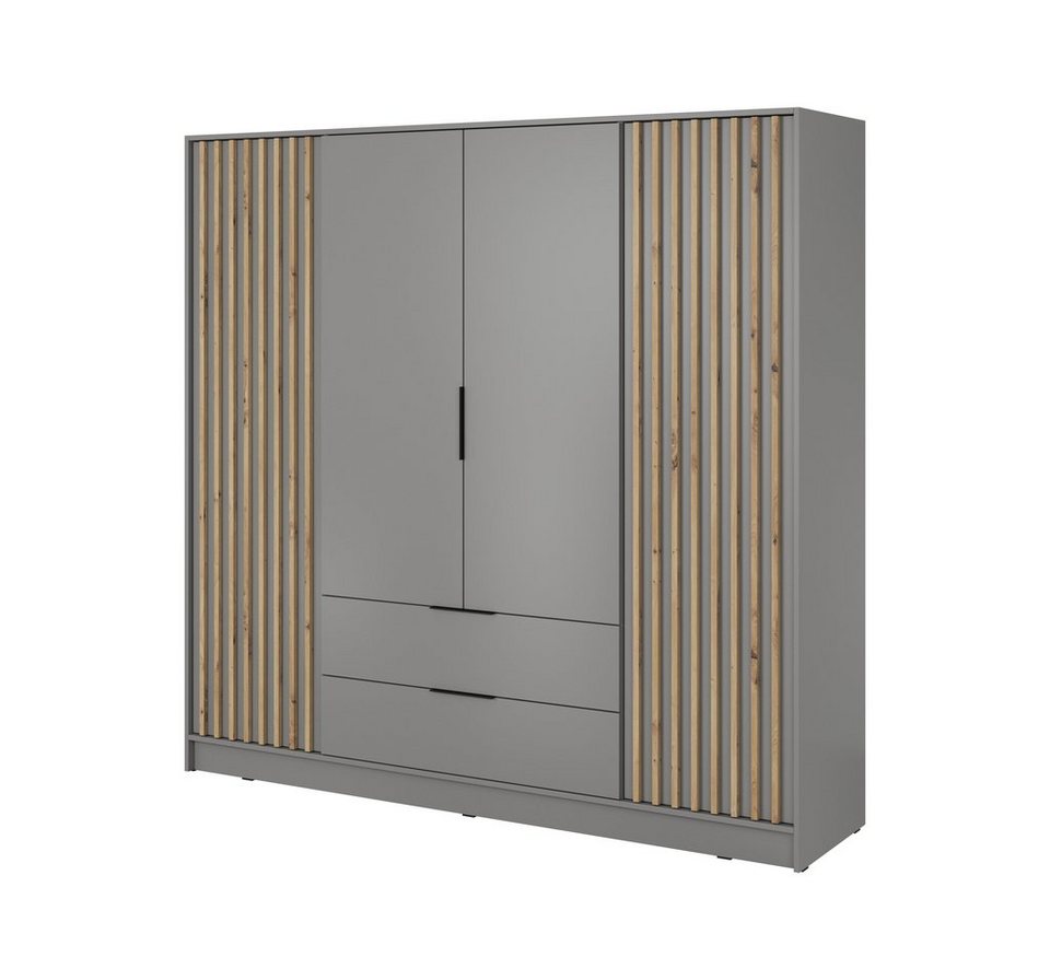 compleo kleiderschrank lisa drehtürenschrank mit lamellen, 4-türig