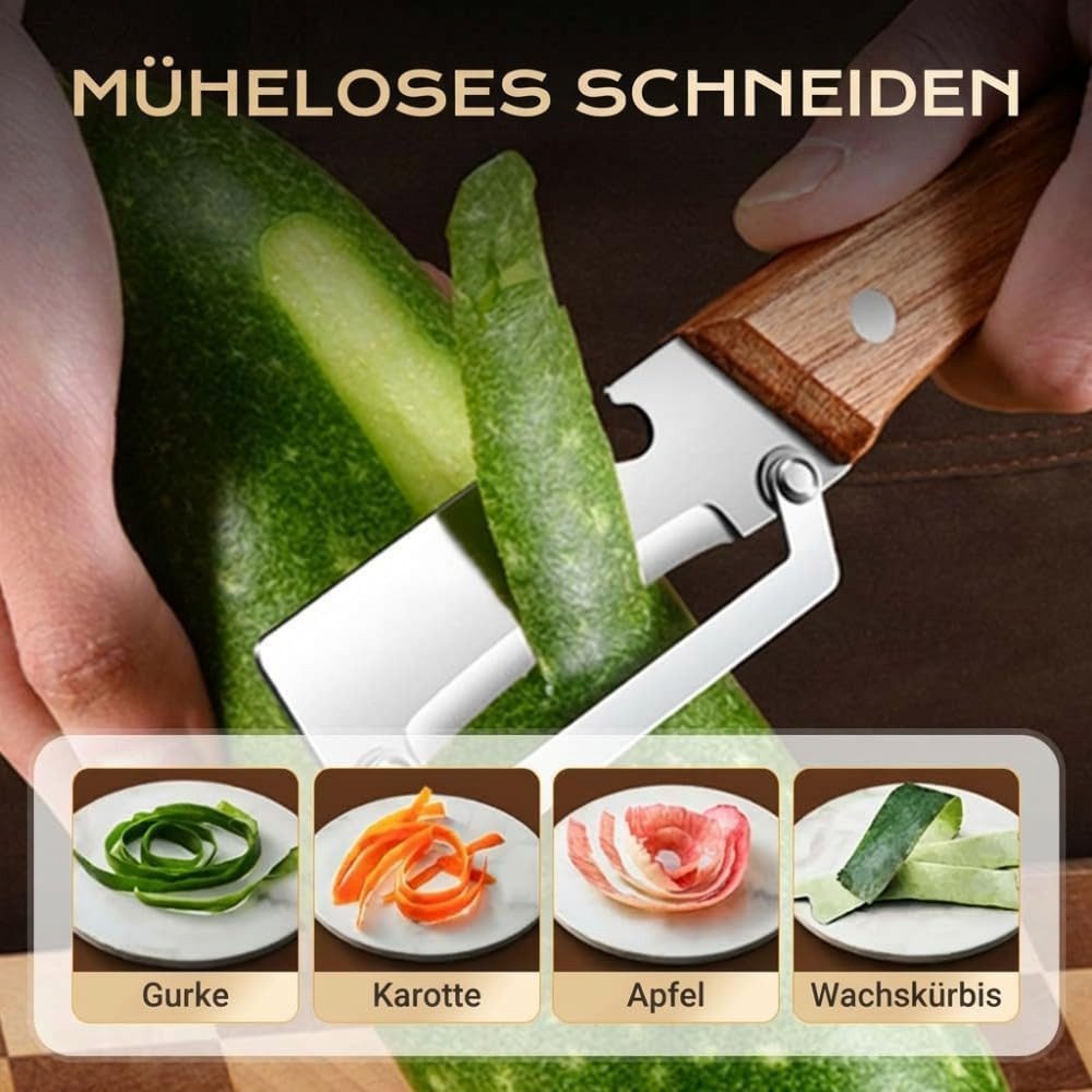 FELIXLEO Sparschäler Ergonomischer Holzgriff liegt sicher und rutschfest in jeder Hand, (2-tlg) – Bild 4 von 5