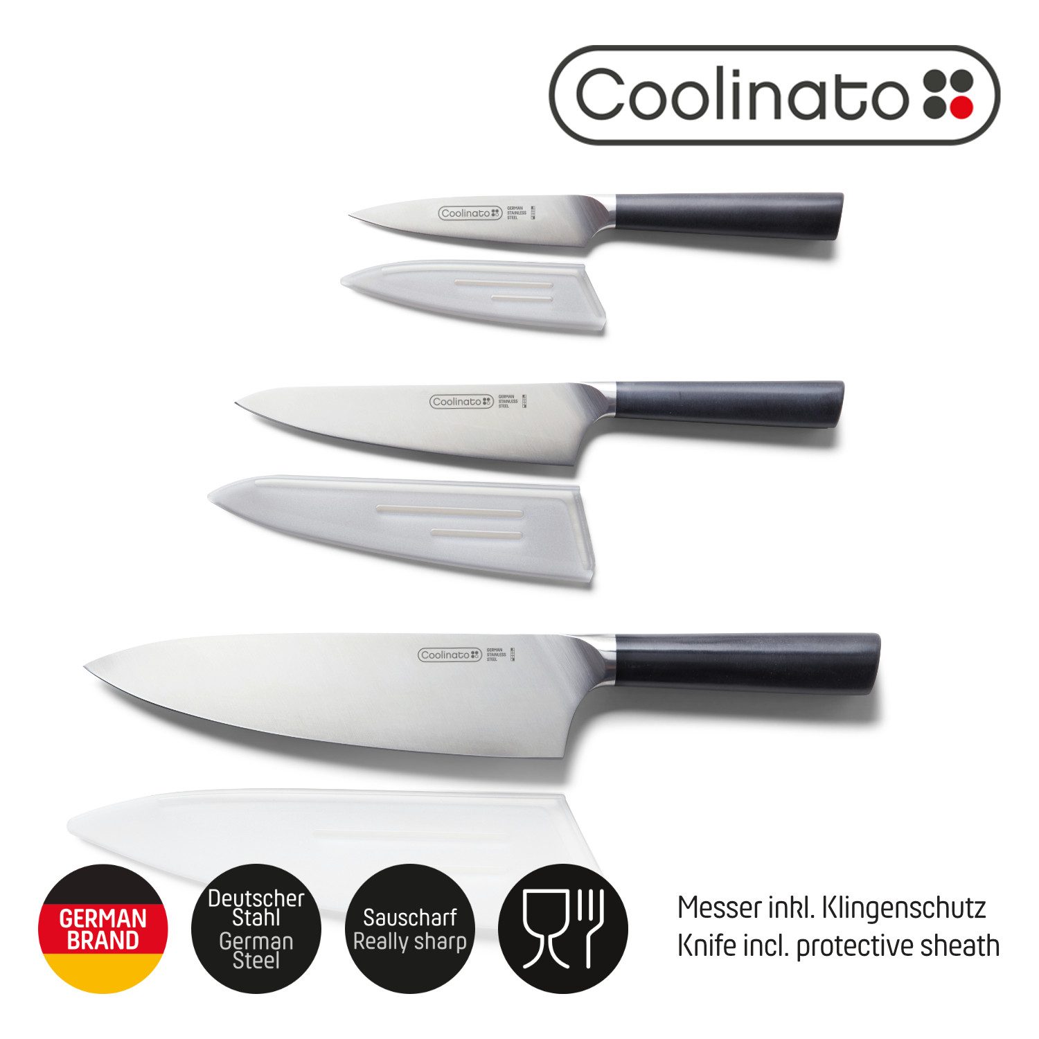Coolinato Messer-Set 3tlg Profi Küchen Messer