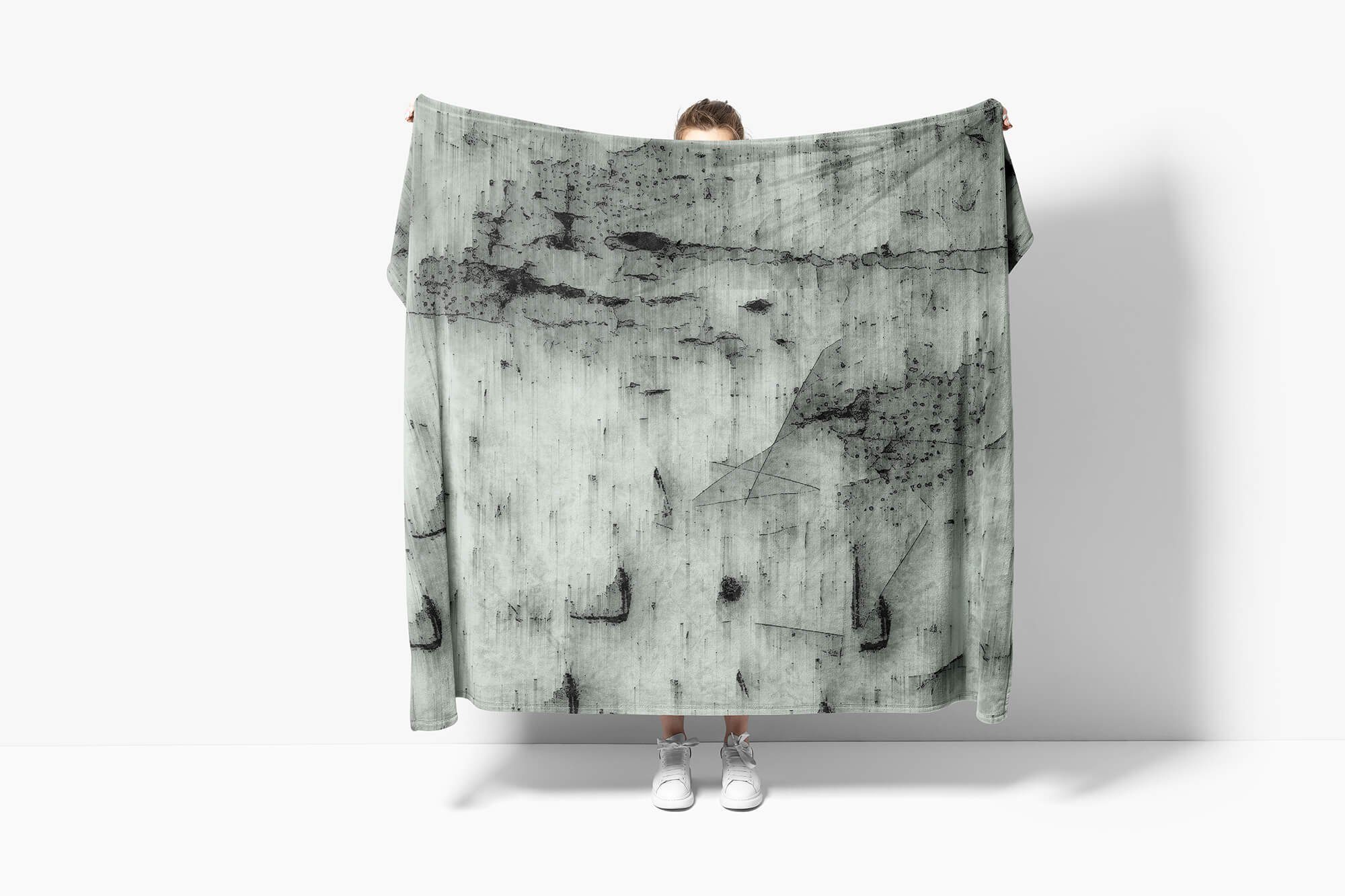 Art Weiß (1-St), Strandhandtuch Handtuch Abstrakt Baumwolle-Polyester-Mix Saunatuch Kuscheldecke Schwarz Handtuch Auffal, Handtücher mit Fotomotiv Sinus