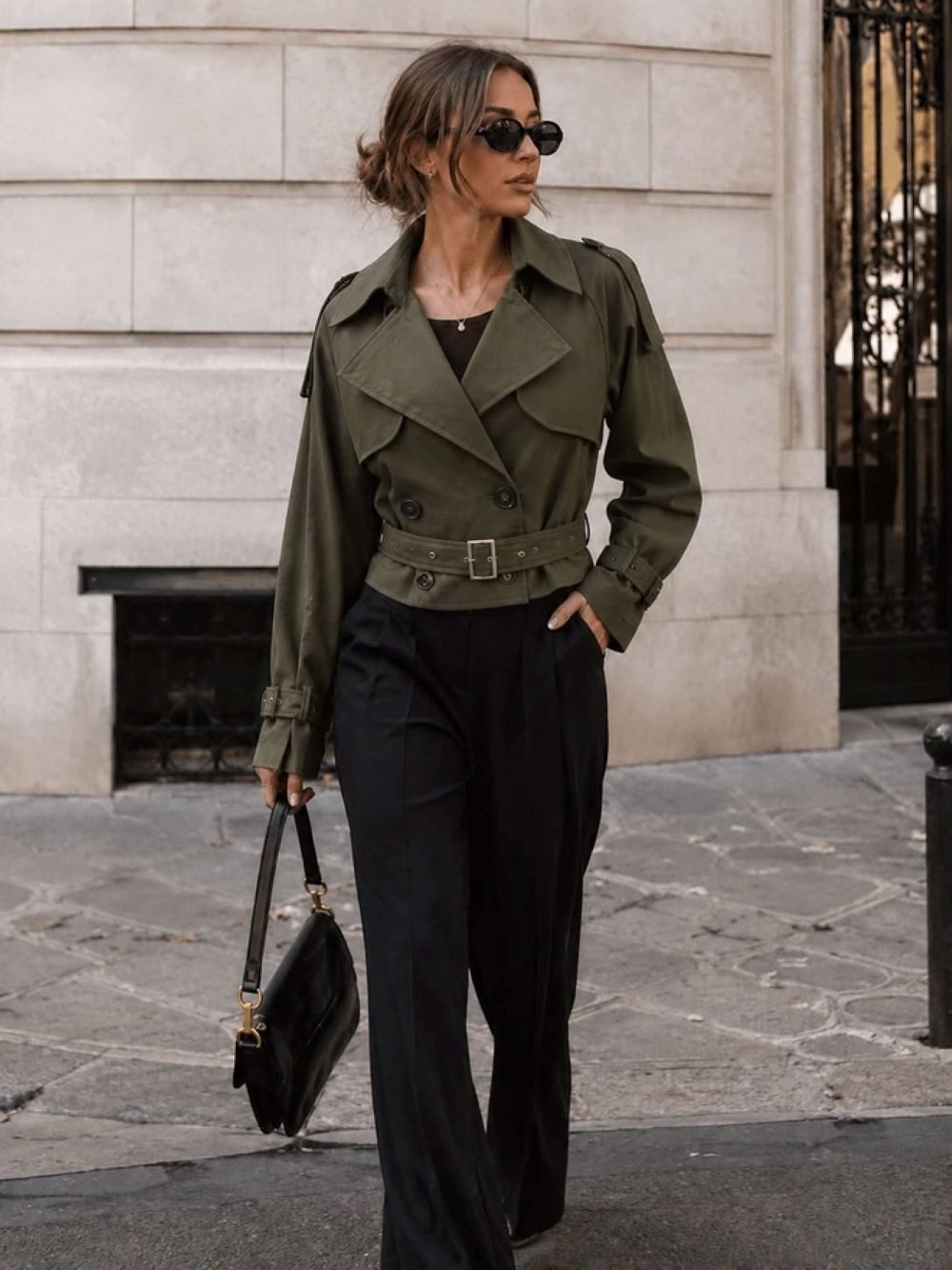 Emma & Ashley Kurzjacke Kurzer Trenchcoat mit Gürtel Angenehm zu tragen dank hochwertigem Baumwollmaterial