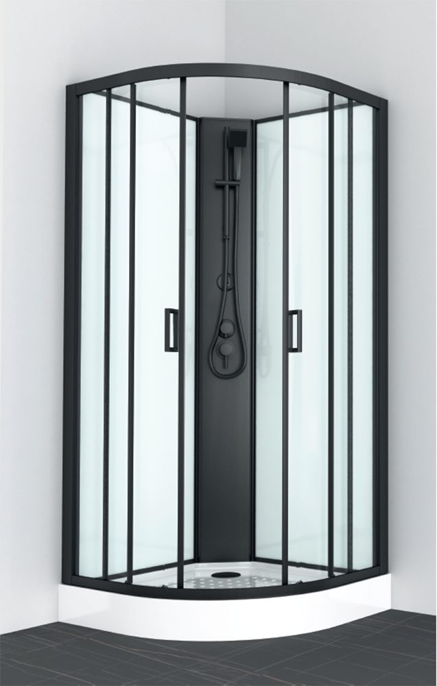 Sanotechnik Komplettdusche Balaton 1, BxT: 90x90 cm, Einscheibensicherheitsglas, Komplettduschkabine mit eleganten schwarzen Profilen, Maße 90x90x203cm