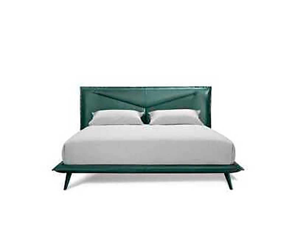 Leder Schlafzimmer JVmoebel Doppel Bett Doppelbett Luxus Grün Holz Bettrahmen Bett