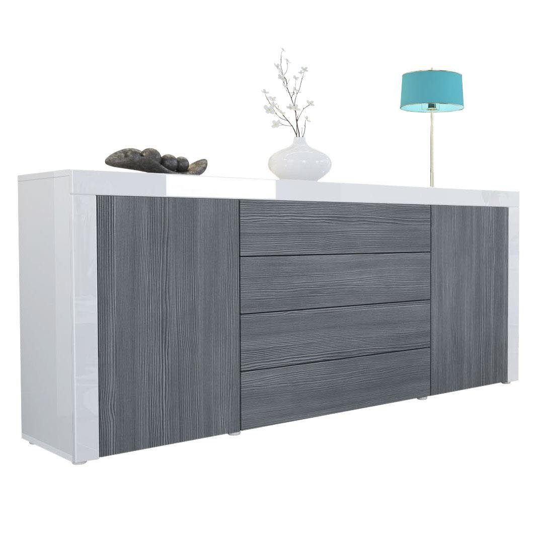 Avola-Anthrazit / Weiß Hochglanz