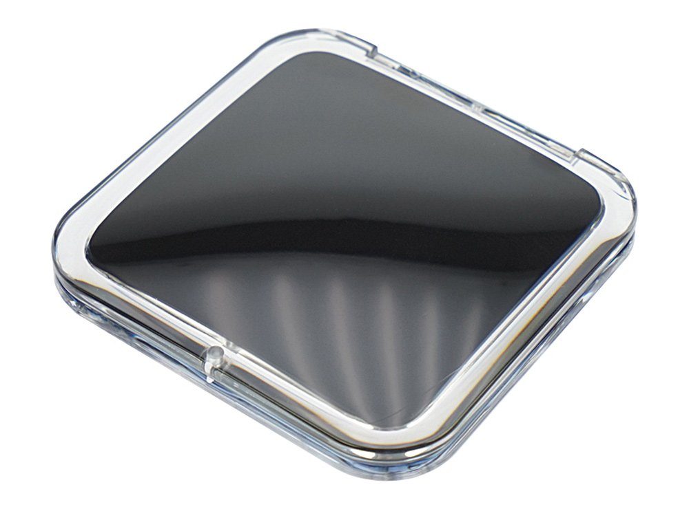 Koskaderm Spiegel Taschen-Spiegel eckig Acryl/Anthrazit mit 15-fach Vergrößerung und Magnetverschluss, Spiegel 8.5 x 8