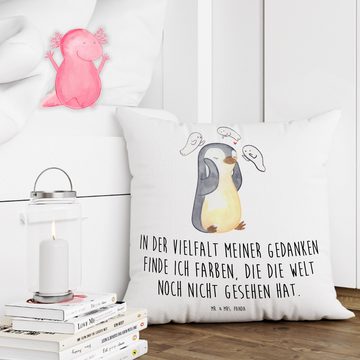Mr. & Mrs. Panda Dekokissen Pinguin Schizophrenie - Weiß - Geschenk, Sofakissen, Motivkissen, Kop, Weiche Mikrofaser