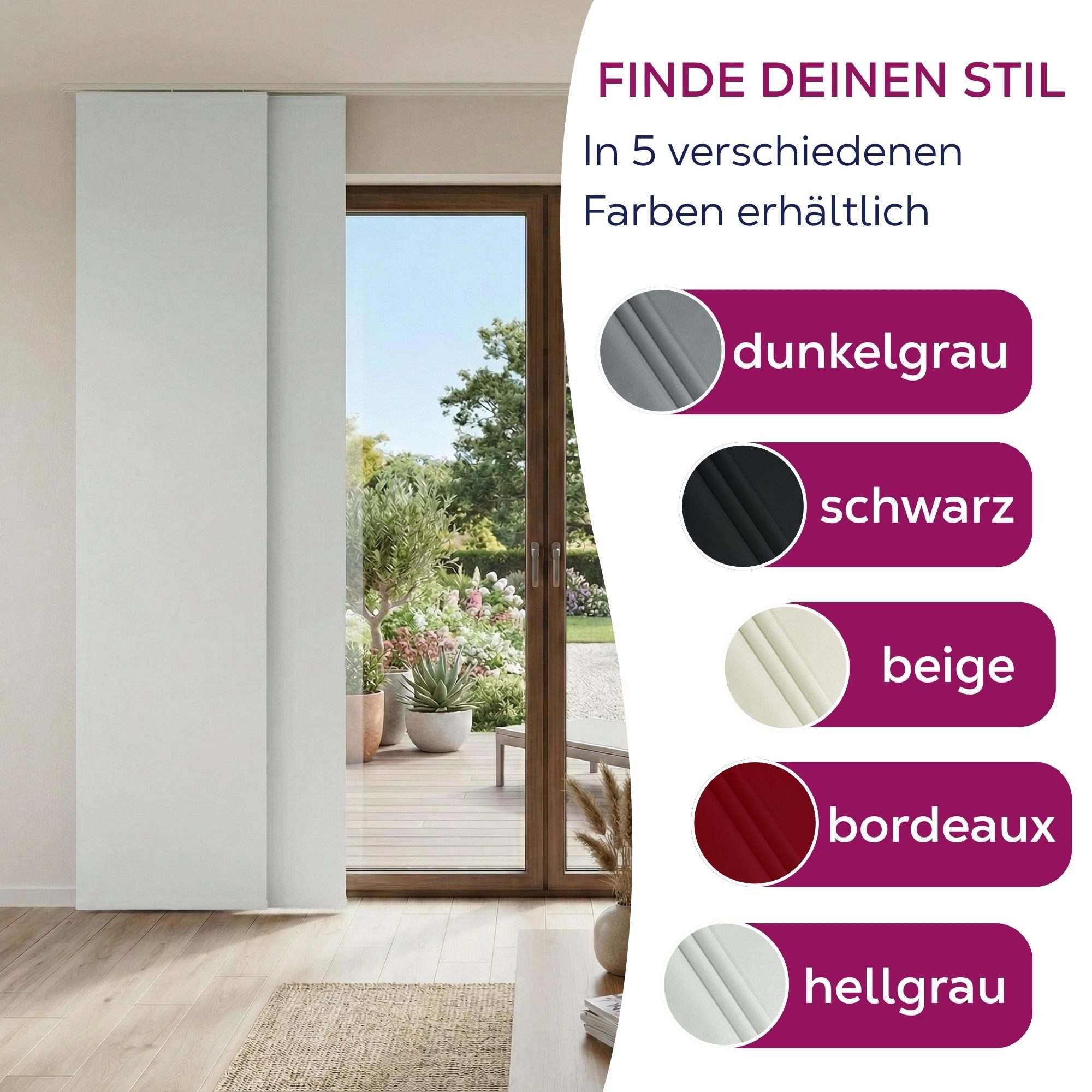 Beautex Verdunkelungsvorhang Blackout Schiebegardine blickdicht Maße 60x245 cm (1 St), blickdicht, verdunkelnd und lichtundurchlässig, inkl. Zubehör – Bild 4 von 5