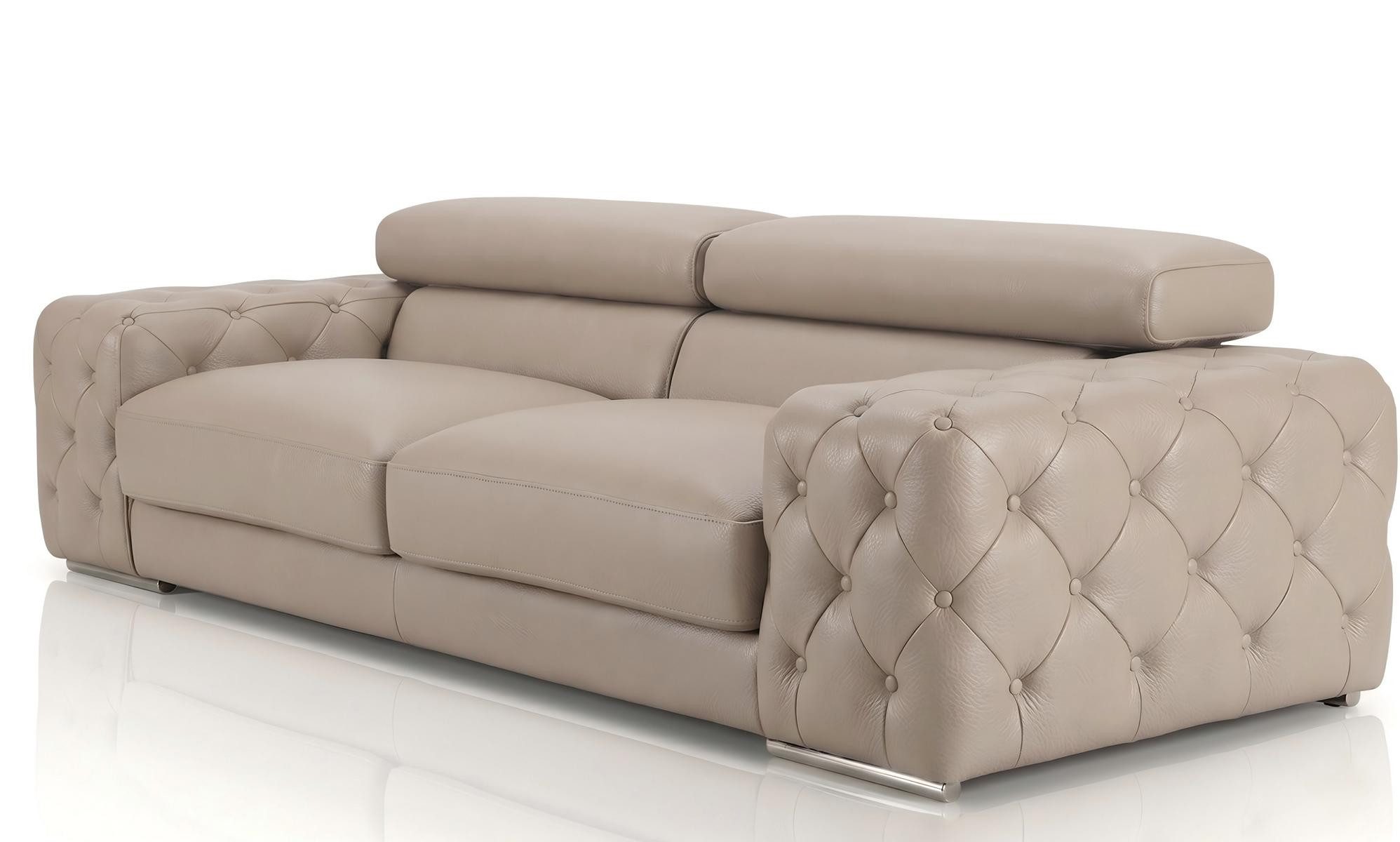 Salottini Sofa Elite XL 3er Sofa Fabrizio 3-Sitzer Leder Couch Grau, Handarbeit