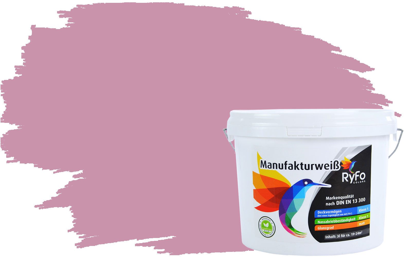 RyFo Colors Wand- und Deckenfarbe Manufakturweiß Violetttöne, 1 L reicht für ca. 8 m², Deckkraft-/Nassabriebklasse 1, matt, atmungsaktiv, für Innenräume