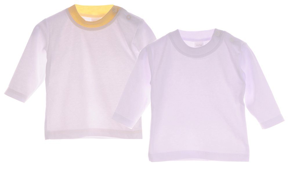 La Bortini T-Shirt Baby T-Shirt Langarmshirt Hemdchen in Weiß 2er Pack Erstlingsshirts (2 Shirts langarm, für Neugeborene)