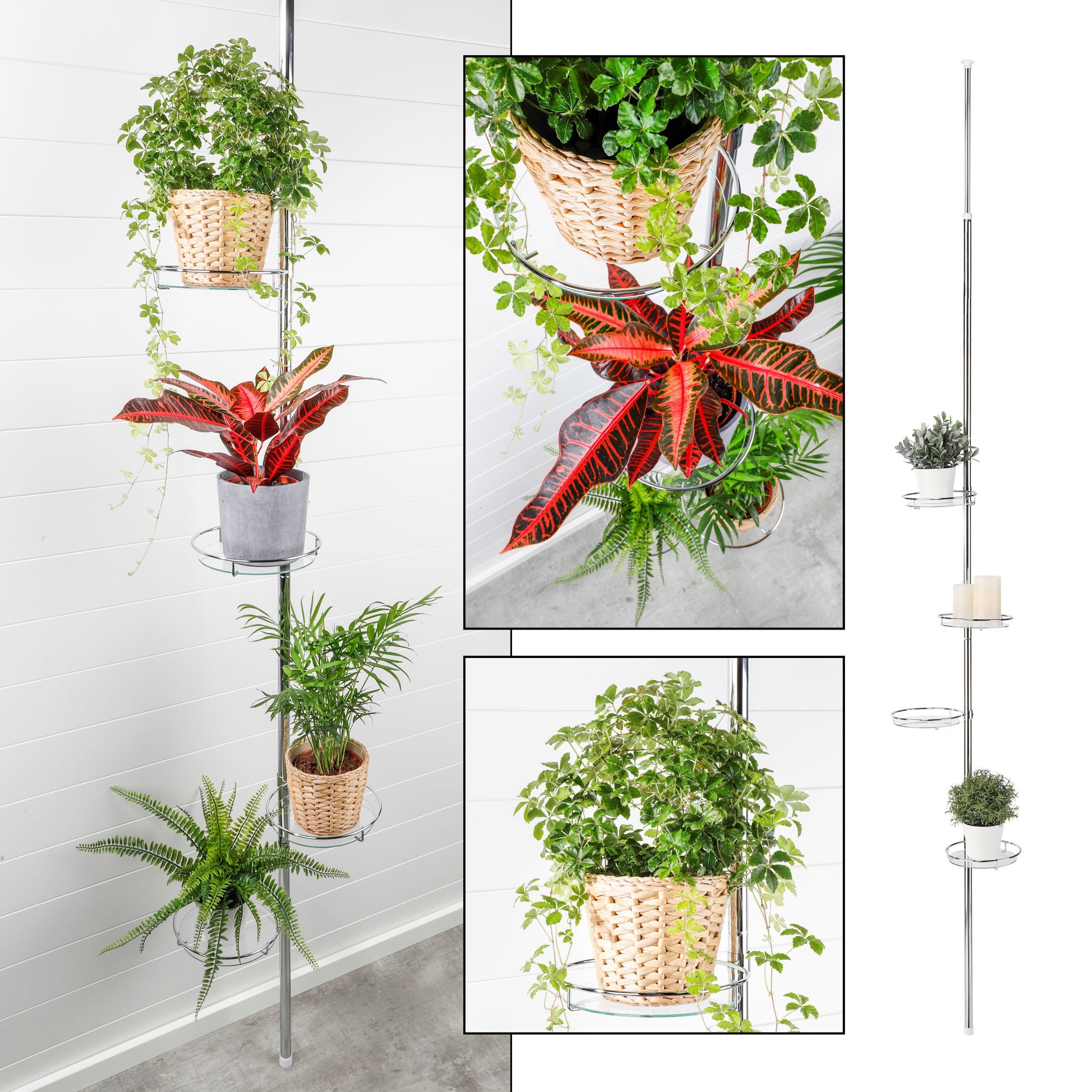 Spetebo Blumenständer Metall Teleskop Blumenregal silber günstig online kaufen