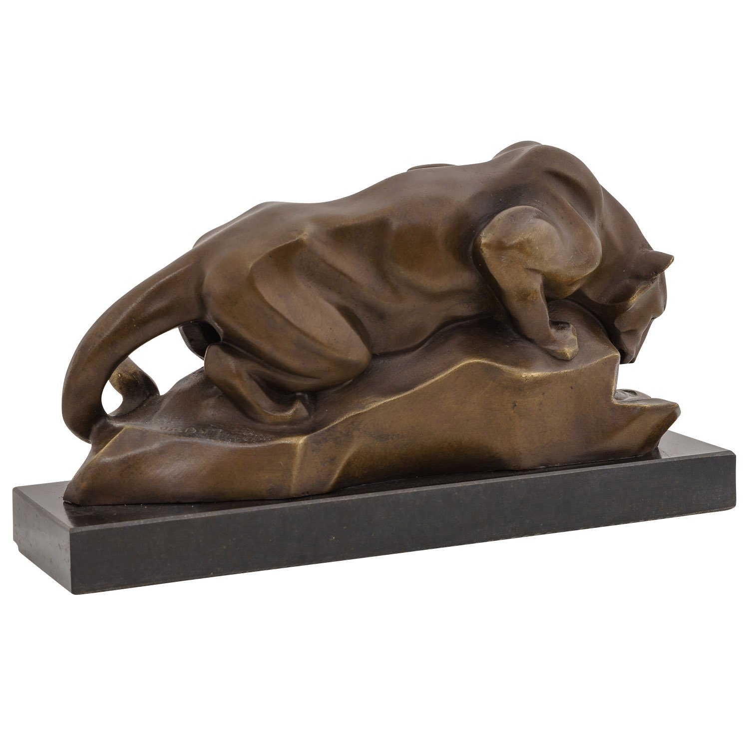 Figur Bronzeskulptur Puma Bronze Antik-Stil im 29cm Aubaho Statue Skulptur