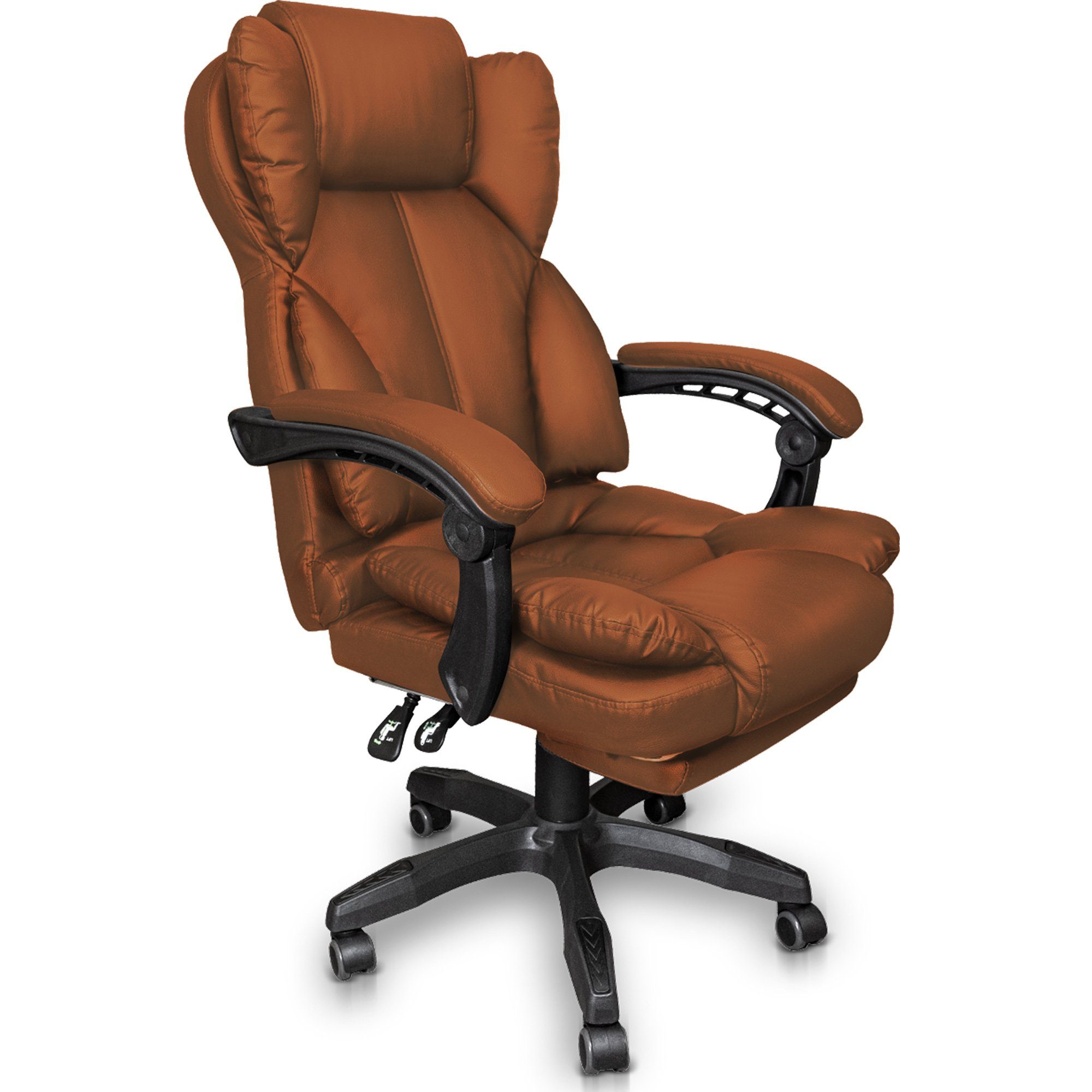 TRISENS Chefsessel Rafael (1 Stück), Bürostuhl mit extra Polsterung Home Office Chair im Lederoptik-Design Braun
