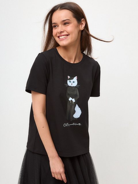CAT by maniita lacitta Kurzarmshirt Bedrucktes T-Shirt CAT IN BLACK (1-tlg) günstig online kaufen