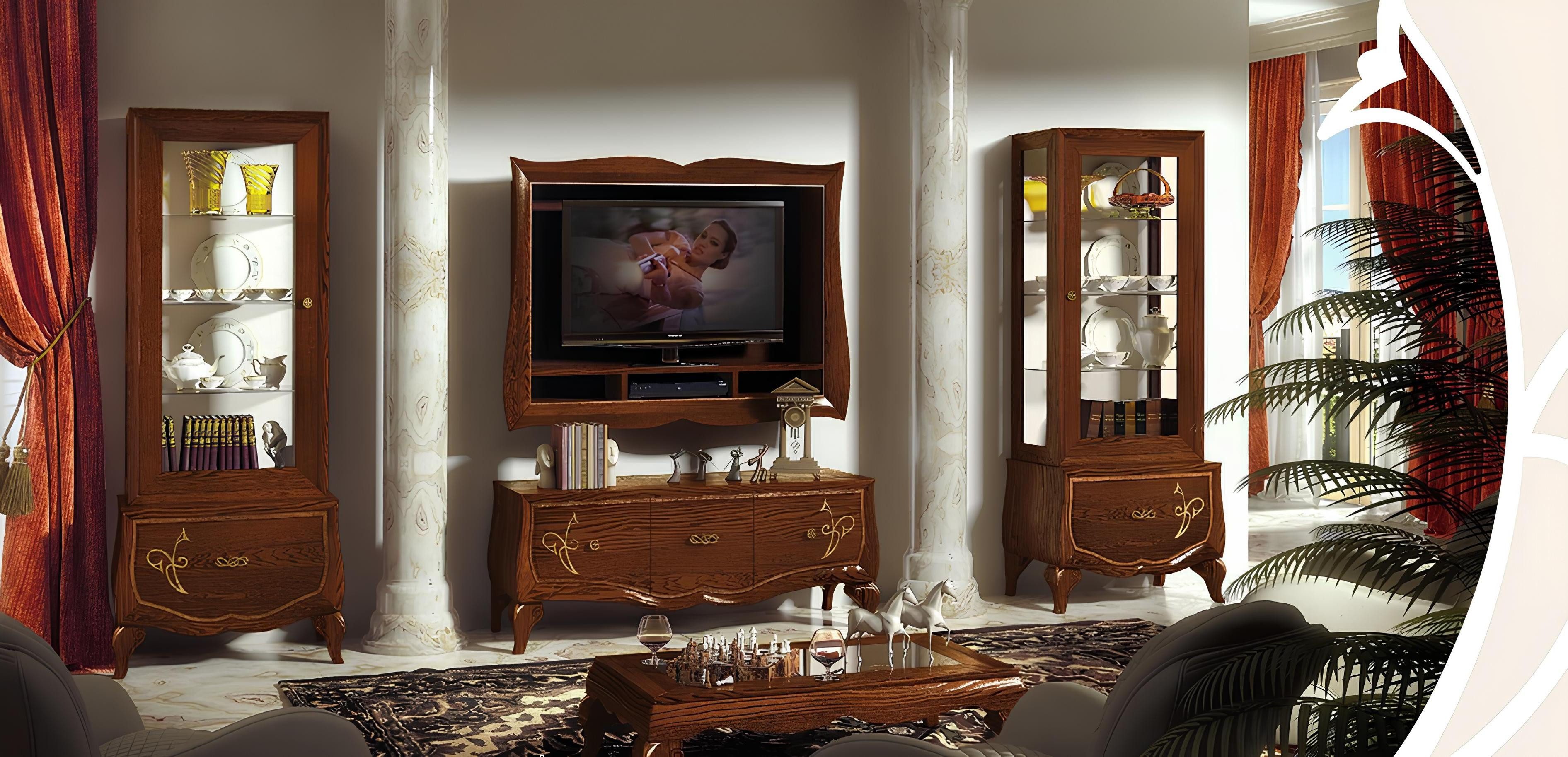 Xlmoebel TV-Board Italienische Vitrine aus Holz mit modernem Design und Stauraum (Wohnwand, Wohnwand), Hergestellt in Italy