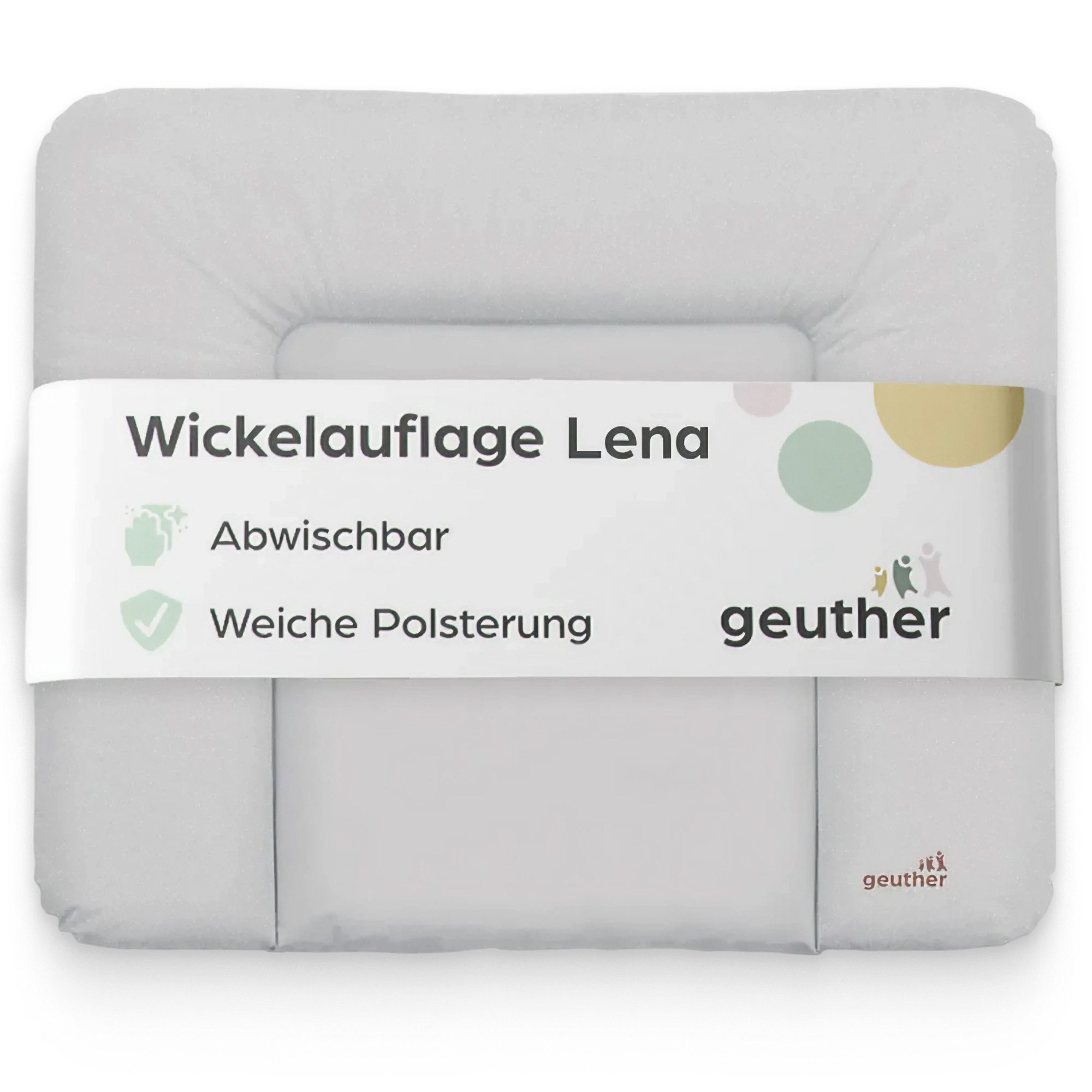 Geuther Wickelauflage Lena 85x75 cm, weich gepolstert & abwischbar, mit Sicherheitsrand, Made in Europe, abwischbar