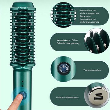 yozhiqu Haarglättbürste 2-in-1 kabelloses Elektrischer Haarstyling-Kamm zum Glätten und Locken, Gleichmäßige Erwärmung, Kabellose Verwendung, Vereinfachtes Styling