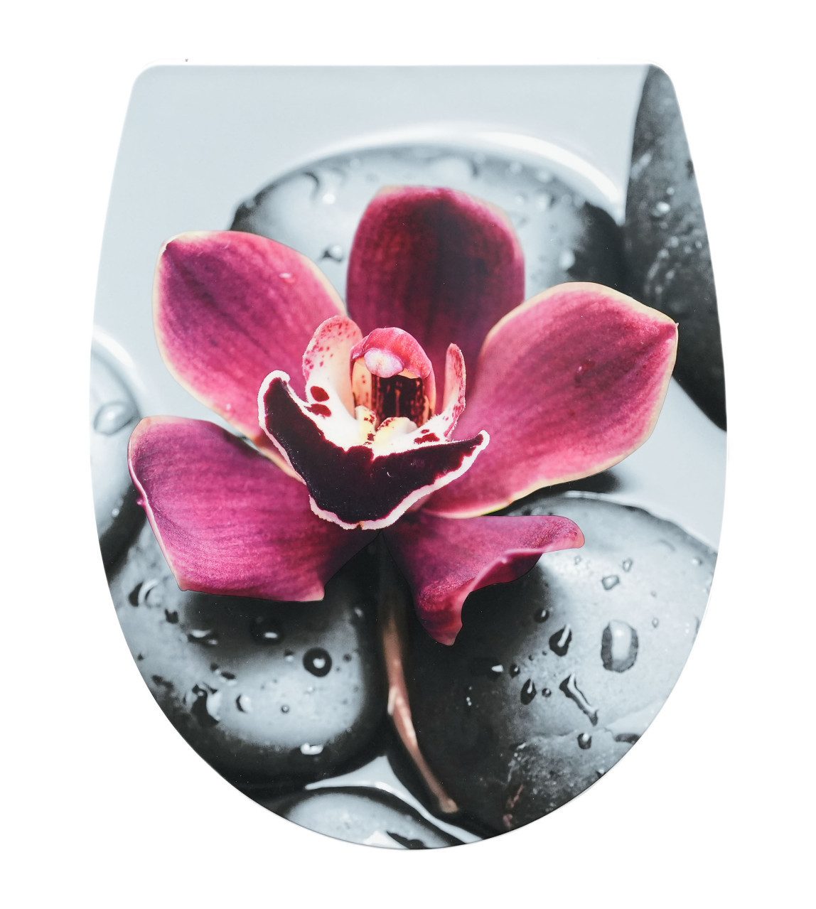 Primaster WC-Sitz Primaster WC-Sitz mit Absenkautomatik lila Blume, Abnehmbar Absenkautomatik Kunststoffscharniere