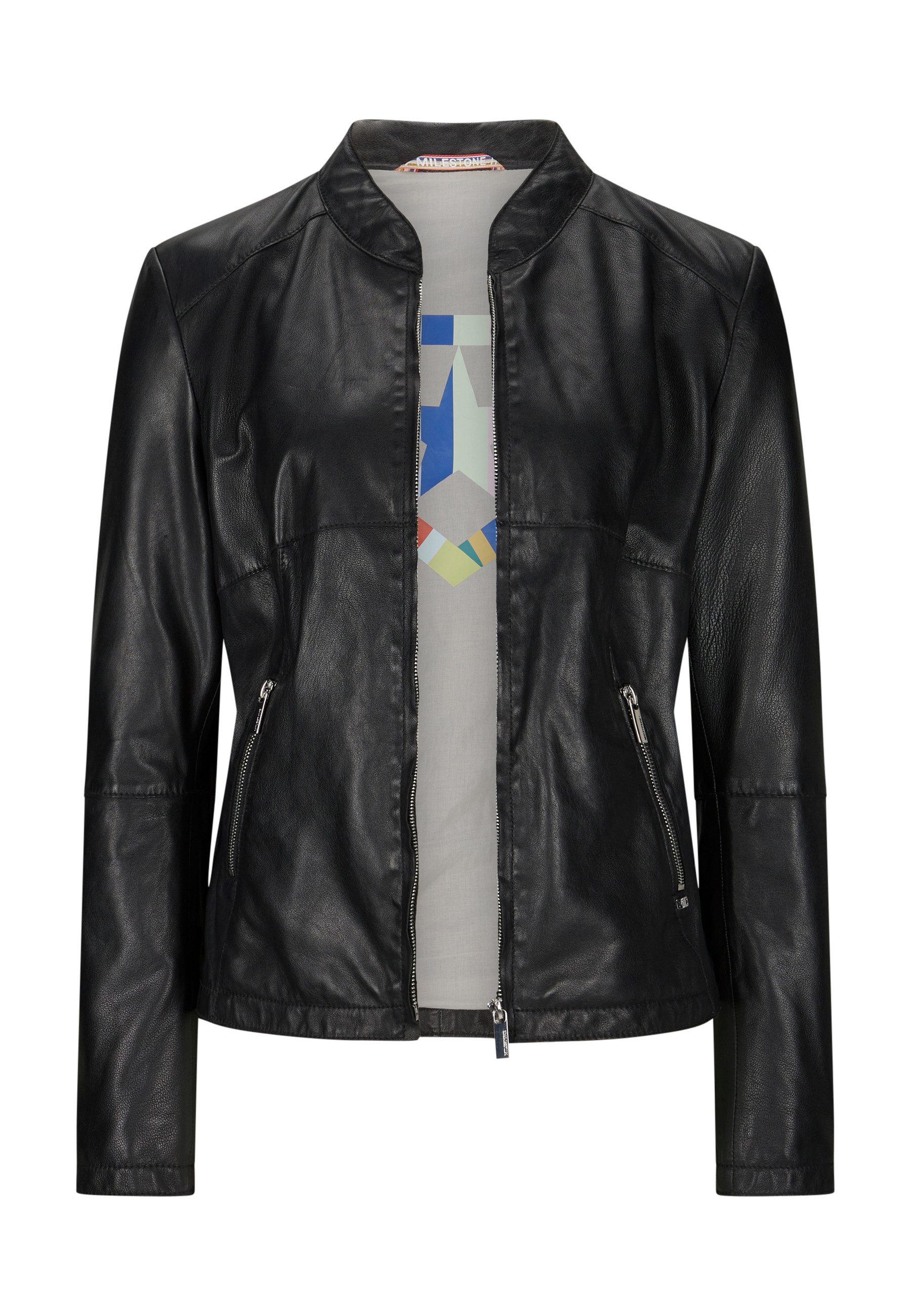 Milestone Lederjacke MSJasmine kleiner Stehkragen günstig online kaufen