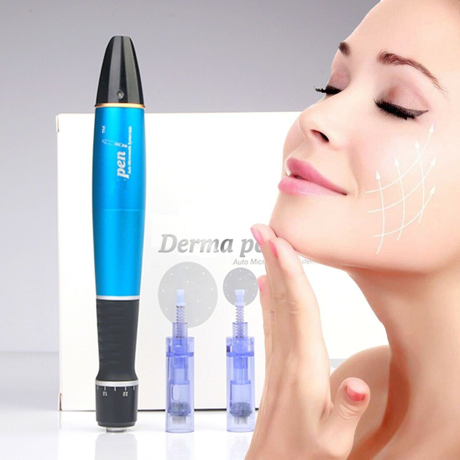 P-Beauty Cosmetic Accessories Dermaroller Derma Pen Microneedling A1 W Gerät inkl. 2 Nadeln