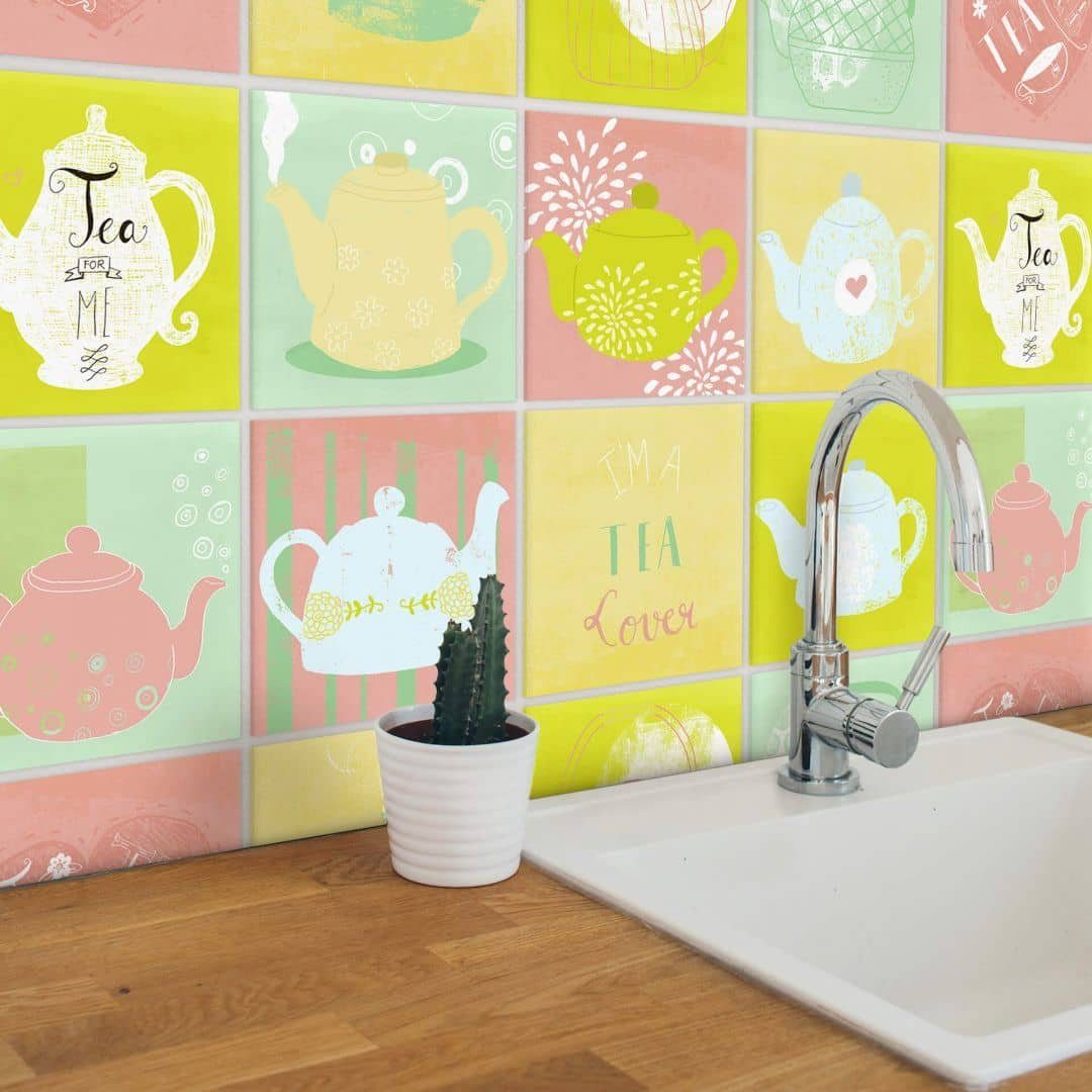 K&L Wall Art Fliesenaufkleber Klebefliese Sticker Set selbstklebend Kaffee günstig online kaufen