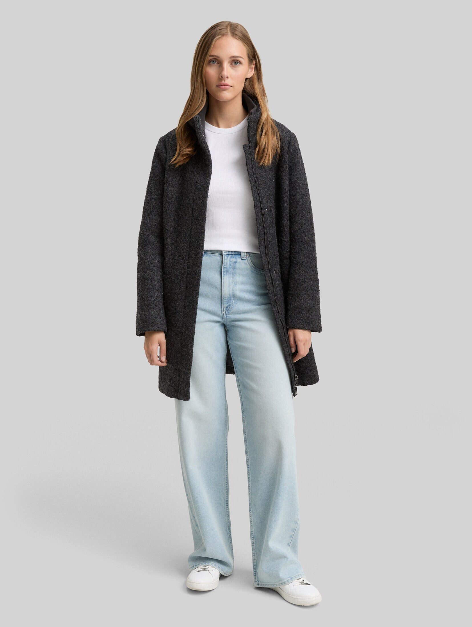 TOM TAILOR Denim Kurzmantel Jacken Bouclé Wollmantel mit Stehkragen – Bild 5 von 5