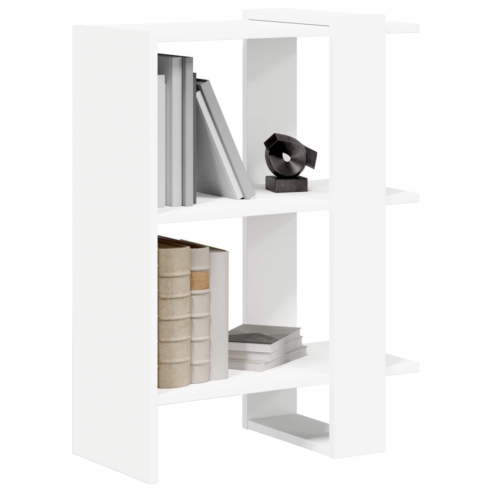 vidaXL Bücherregal Bücherregal 2 Ebenen 52 x 25 x 71,5 cm Holzwerkstoff Weiß, 1-tlg. – Bild 3 von 5