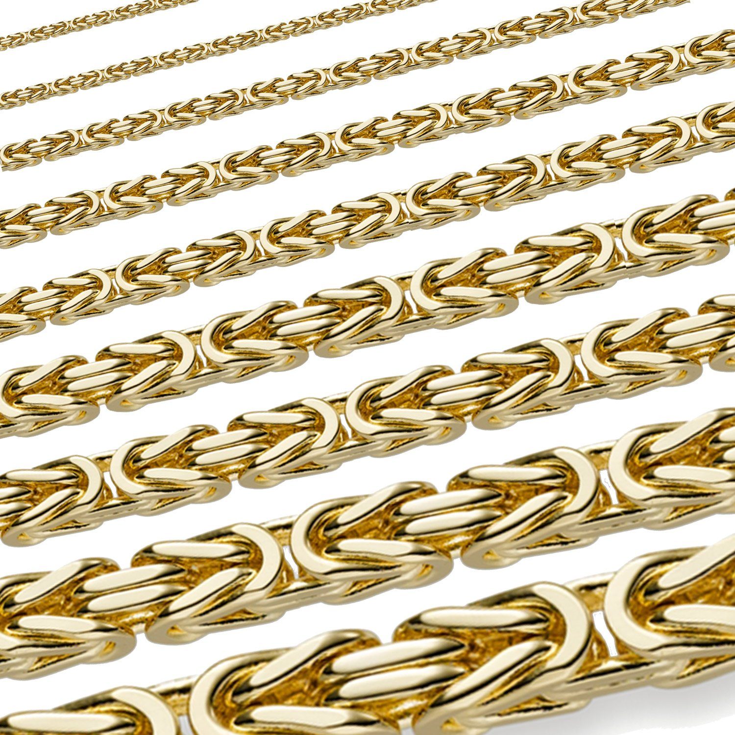 HOPLO Königskette Goldkette Königskette Länge 45cm - Breite 3,5mm - 585-14 Karat Gold, Made in Germany