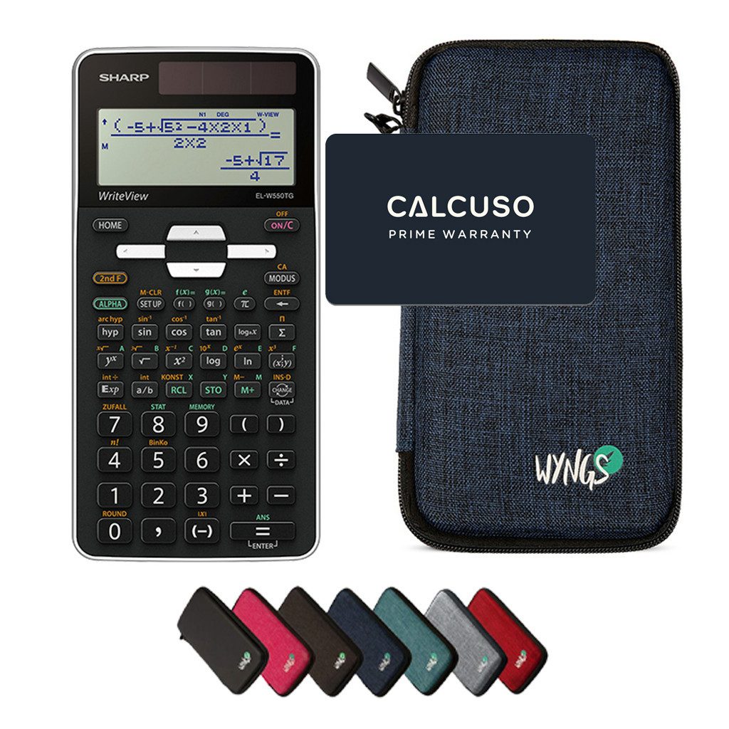 Sharp Taschenrechner Sharp EL-W550TG inkl. WYNGS Schutztasche Blau
